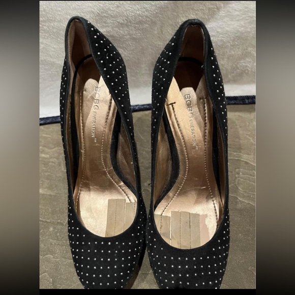 BCBG black studded rhinestone heels - Picture 3 of 4